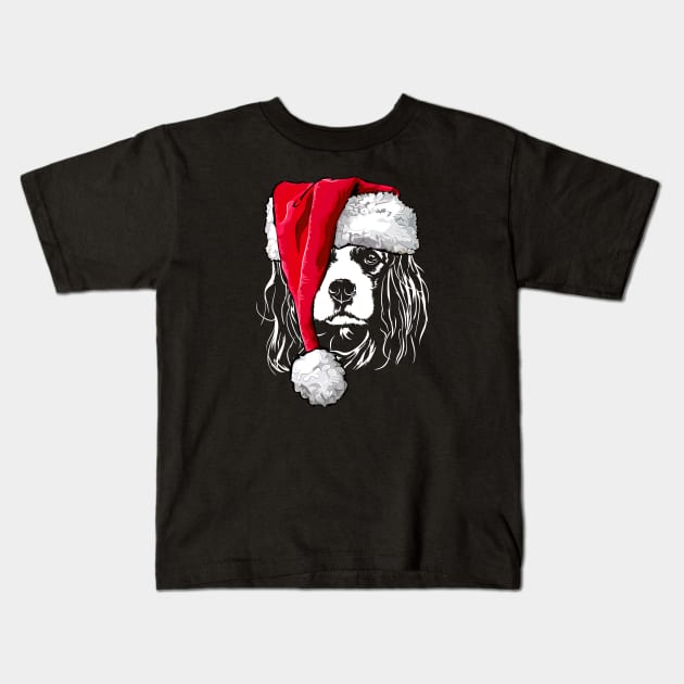 Santa Cavalier King Charles Spaniel Christmas dog mom Kids T-Shirt by wilsigns